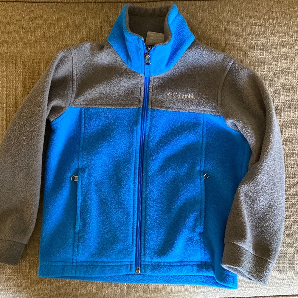 Boys xxs 4/5 blue and gray fleece Columbia jacket